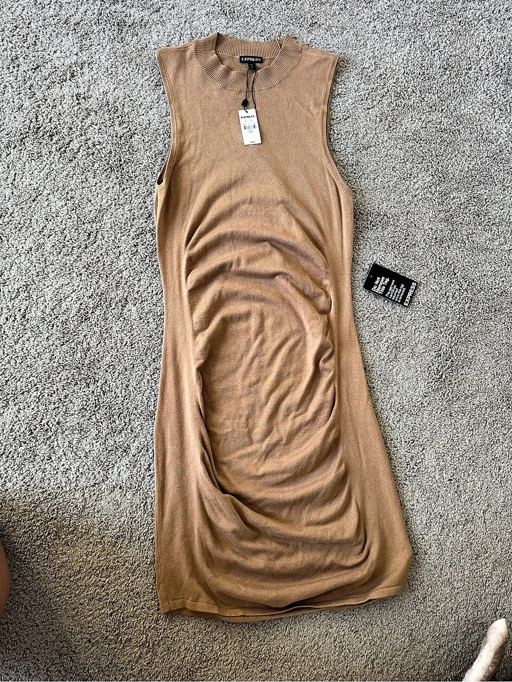 Express Sleeveless Ruched Mini Dress in Brown NWT